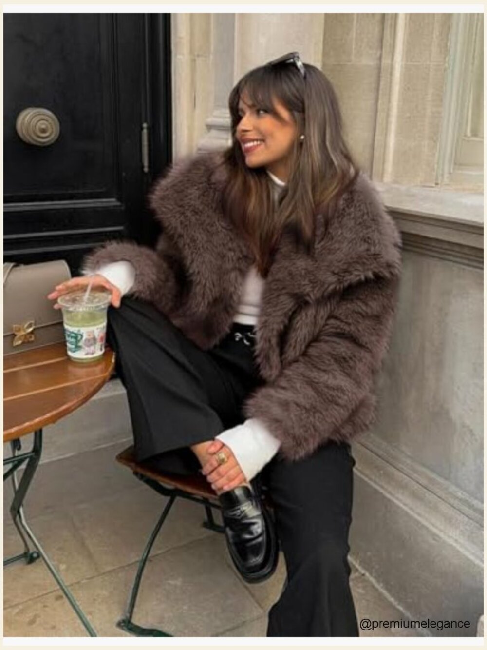 Cropped Faux Fur Coat Lapel Fluffy Shaggy Jacket Winter Warm - Picture 3 of 7